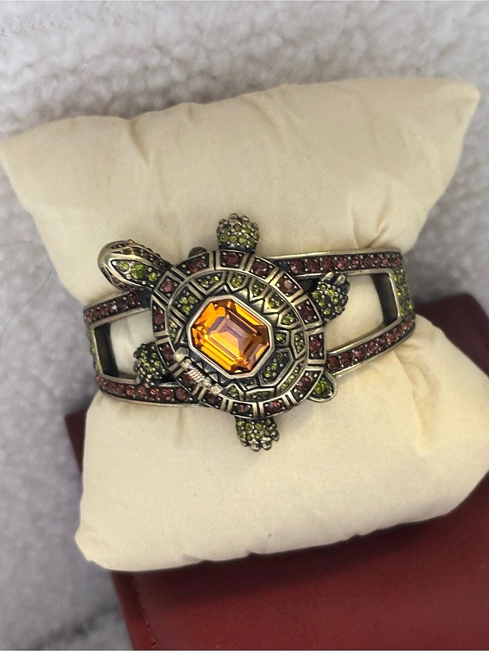 Heidi Daus Slow Poke Turtle Watch Cuff in Gold & Green